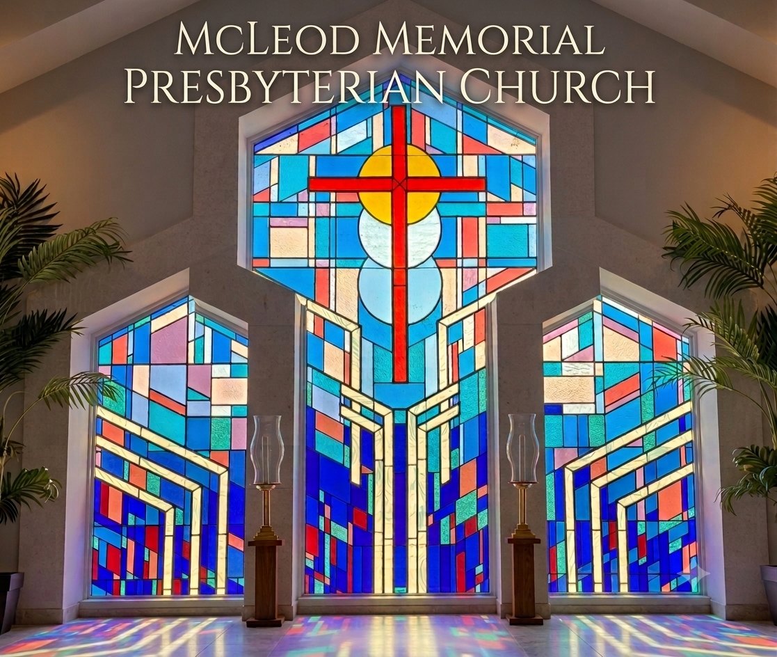 The stained glass windows of McLeod Memorial Presbyterian Church sanctuary, Bartow, Florida